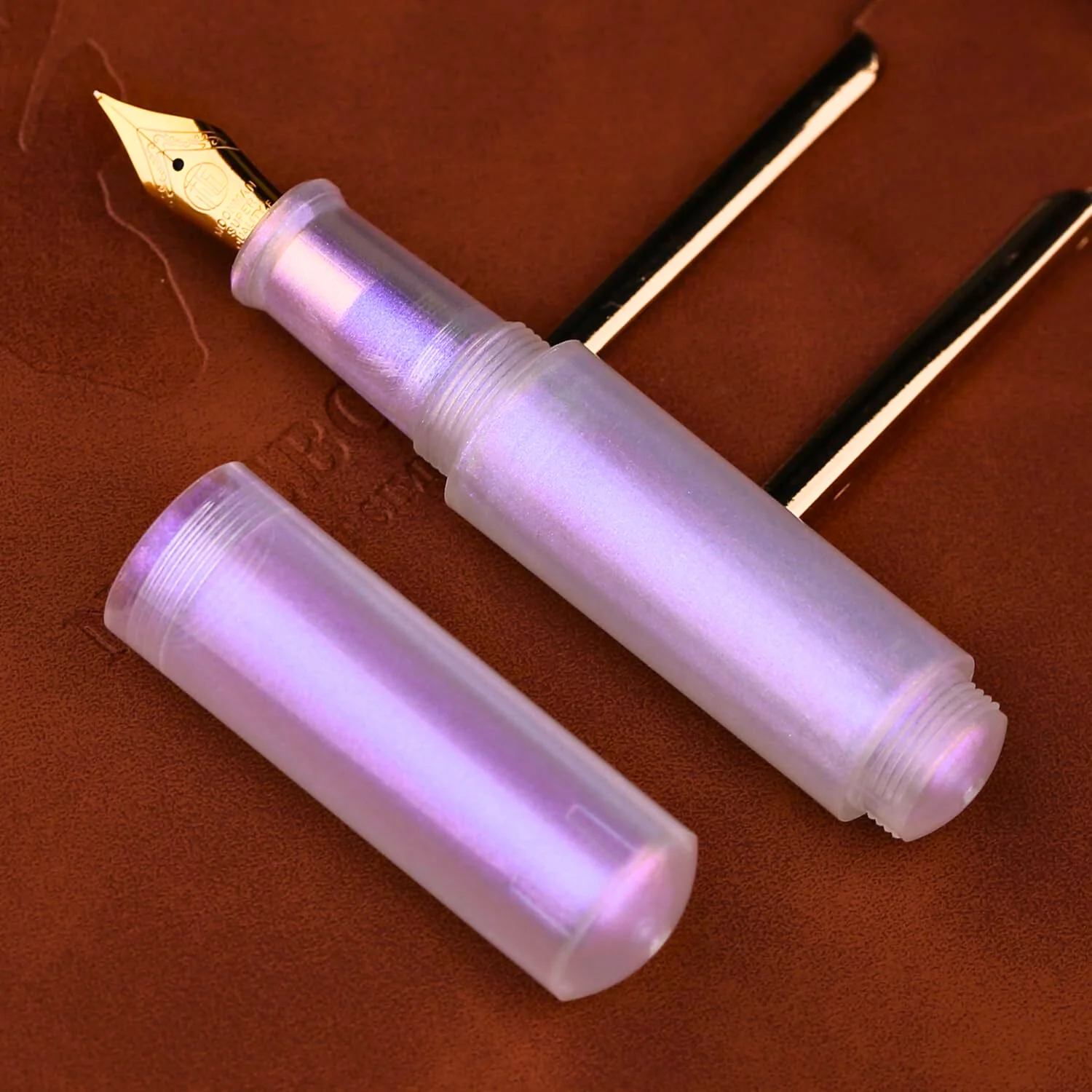 Moonman Wancai Mini Eyedropper Fountain Pen, Fine Nib, Pearl Purple Resin, Pocket-Size Travel Pen - Image 4