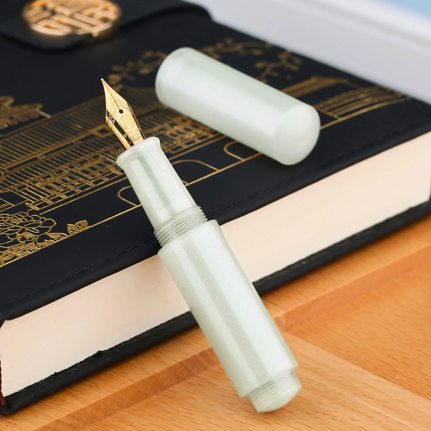 Moonman Wancai Mini Eyedropper Fountain Pen – Fine Nib, Pearl White Resin, Pocket-Size Travel Pen - Image 5