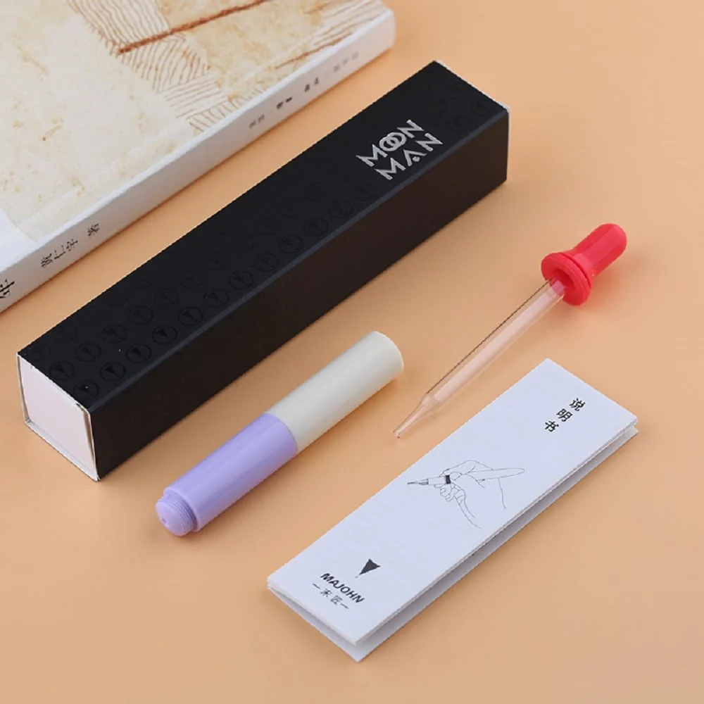 Moonman Wancai Mini Fountain Pen – Extra Fine Nib, Light Purple Acrylic, Pocket-Sized Eyedropper Pen - Image 4