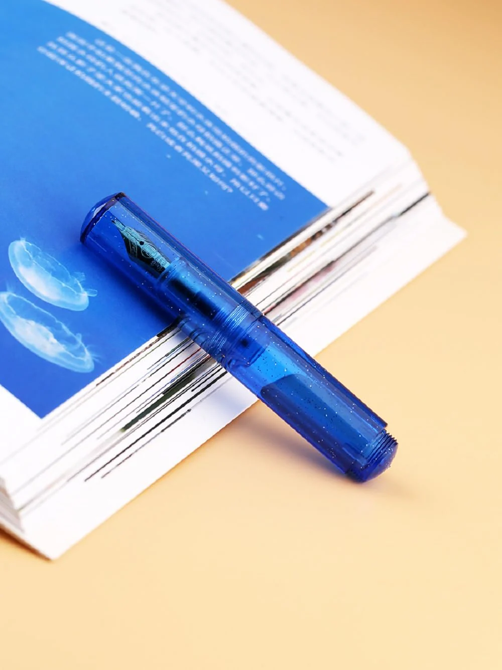 Moonman Wancai Mini Fountain Pen, Iridium Extra Fine Nib Starry Blue Acrylic Travel Pocket Pen, short Size Eyedropper Ink Bottle Filling - Image 3