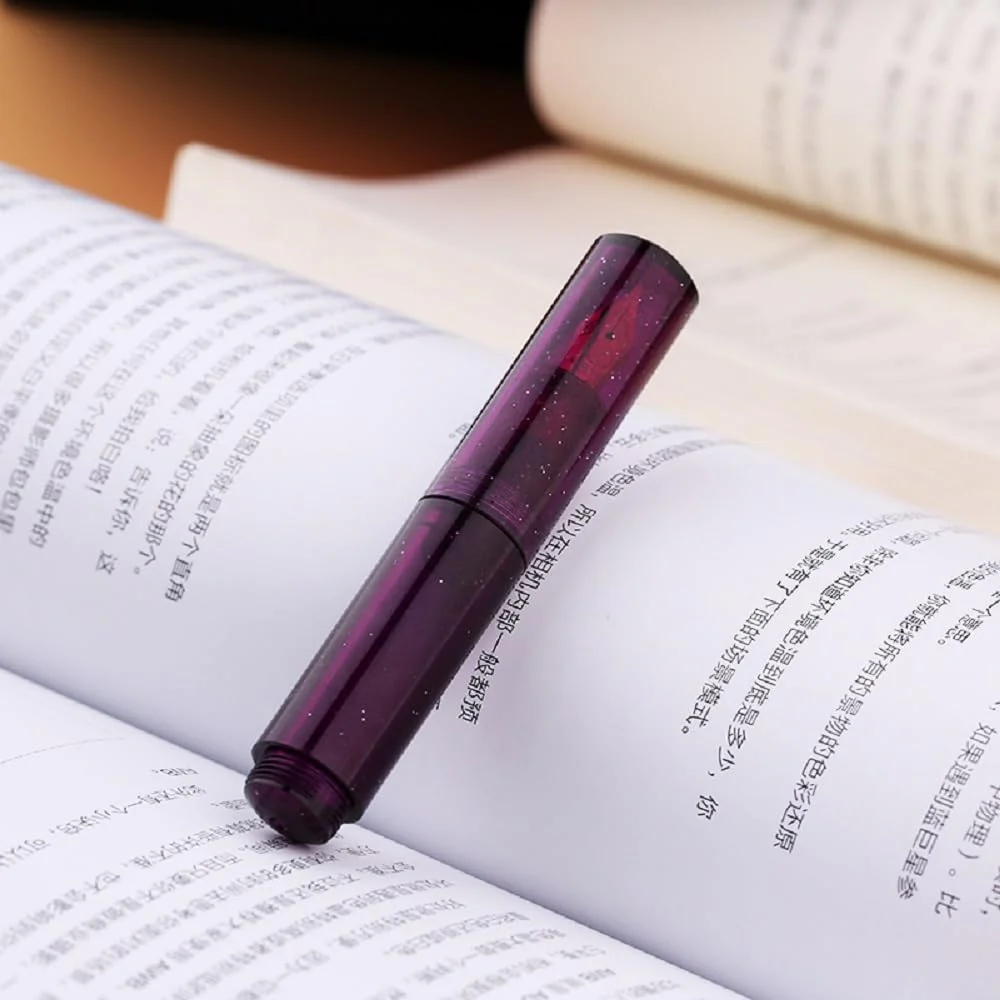 Moonman Wancai Mini Fountain Pen – Starry Purple Acrylic Pocket Pen, Extra Fine & Fine Iridium Nib, Eyedropper Filling System - Image 2