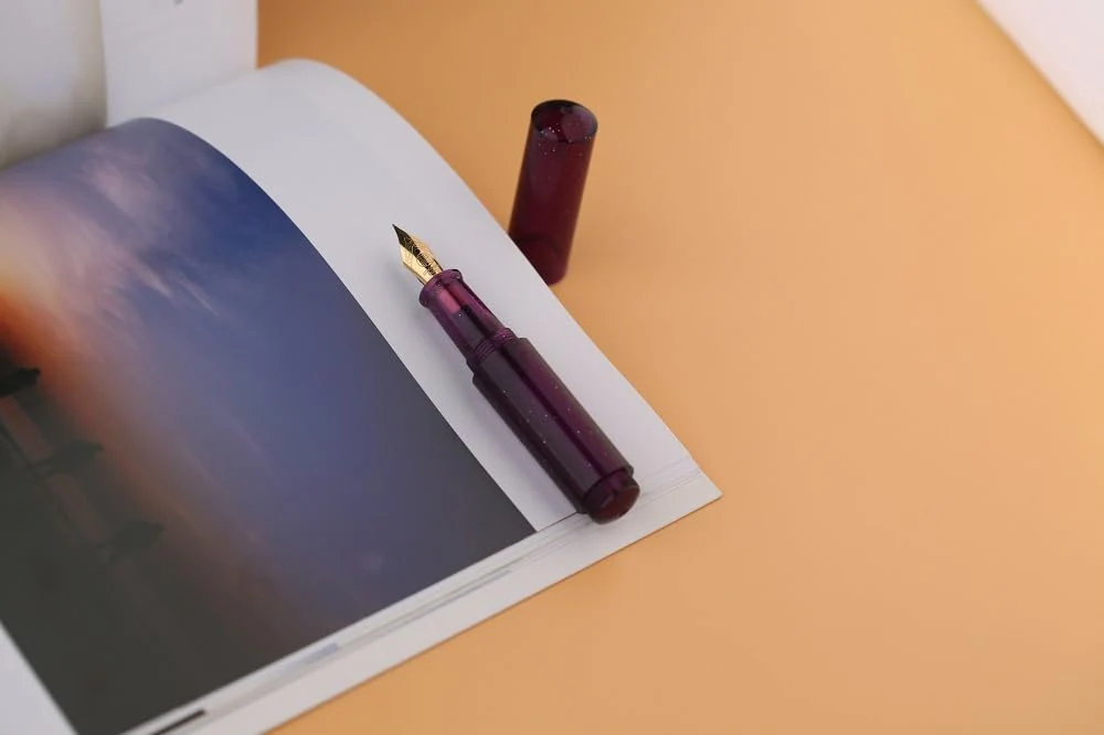 Moonman Wancai Mini Fountain Pen – Starry Purple Acrylic Pocket Pen, Extra Fine & Fine Iridium Nib, Eyedropper Filling System - Image 3