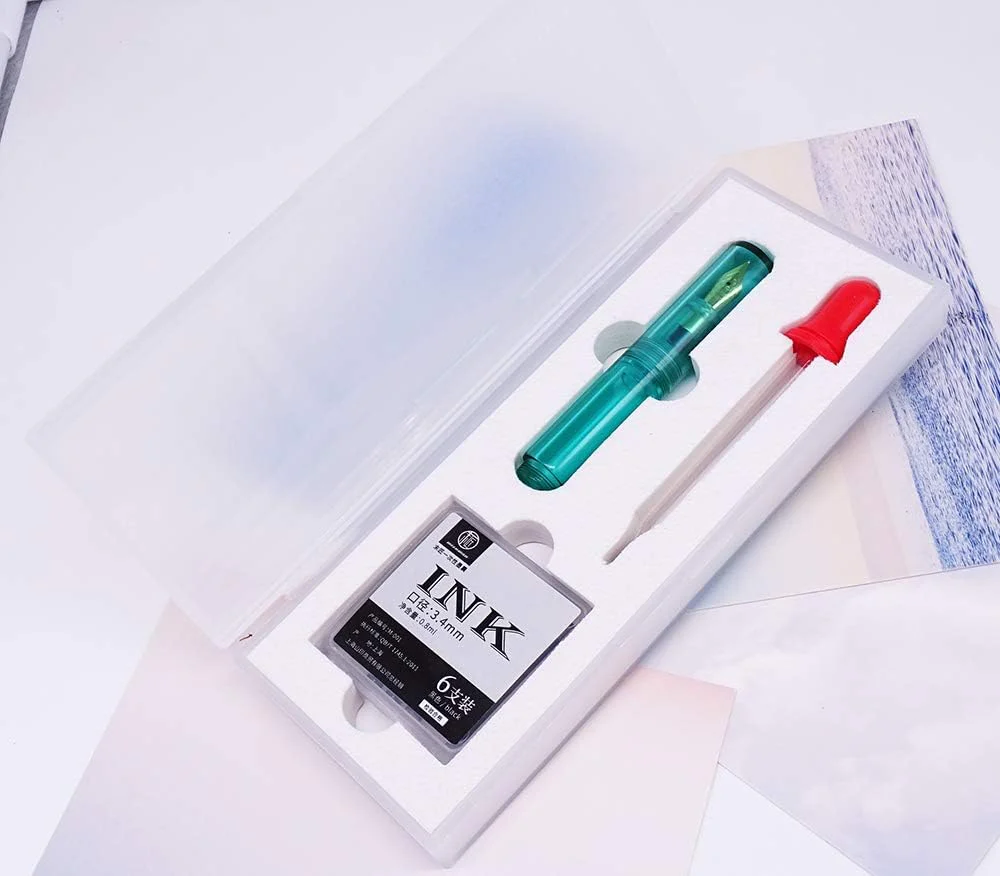 Moonman Wancai Mini Transparent Pocket Fountain Pen - Fine Nib (Green) - Image 2