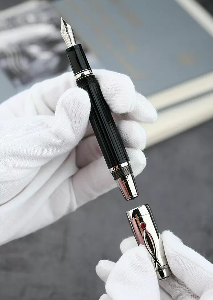 Moonman X1 Retractable Fountain Pen, Extra Fine Nib, Black Resin with 6 Black Ink Cartridges - Image 4