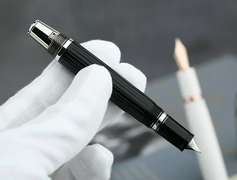 Moonman X1 Retractable Fountain Pen, Extra Fine Nib, Black Resin with 6 Black Ink Cartridges - Image 5