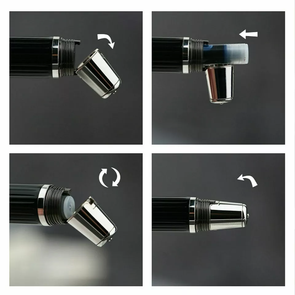 Moonman X1 Retractable Fountain Pen, Extra Fine Nib, Black Resin with 6 Black Ink Cartridges - Image 7