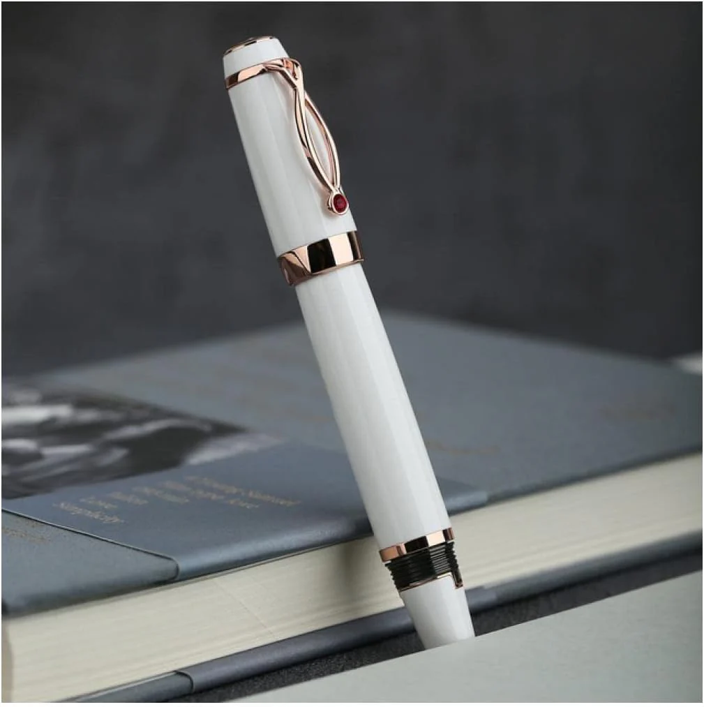 Moonman X1 Retractable Fountain Pen - White Resin, Extra Fine Nib with 6 Black Ink Cartridges - Image 5
