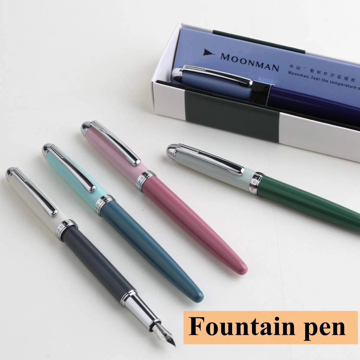 Moonman Youth Fountain Pen – 0.5mm Fine Nib, Metal Body, Elegant Writing Pen for Office & Business, Gift Set (Green) - Image 5