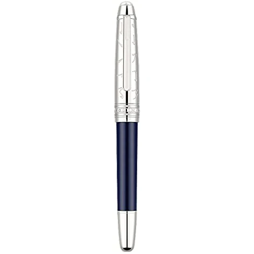 Moonman P135 Blue Resin Fountain Pen Small Extra Fine Nib, Beautiful Oracle Metal Pen Cap Pearl Top - Image 3