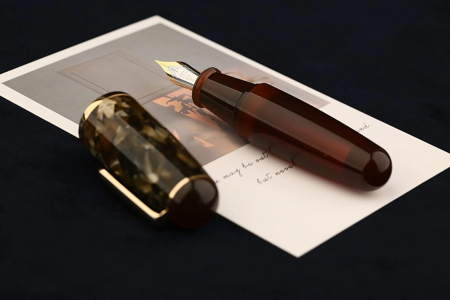 Moonman Q1 Fountain Pen Extra Fine Nib Brown Acrylic, Little Fat Man Eyedropper Filling Pocket Pen Large Capacity - Image 3