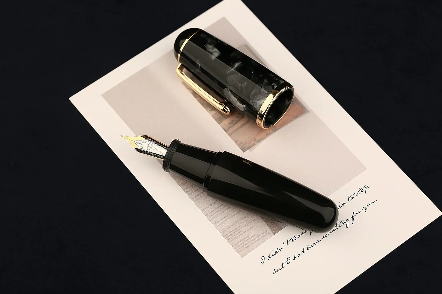 Moonman Q1 Fountain Pen Extra Fine Nib Black Acrylic, Little Fat Man Eyedropper Filling Pocket Pen Large Capacity - Image 3