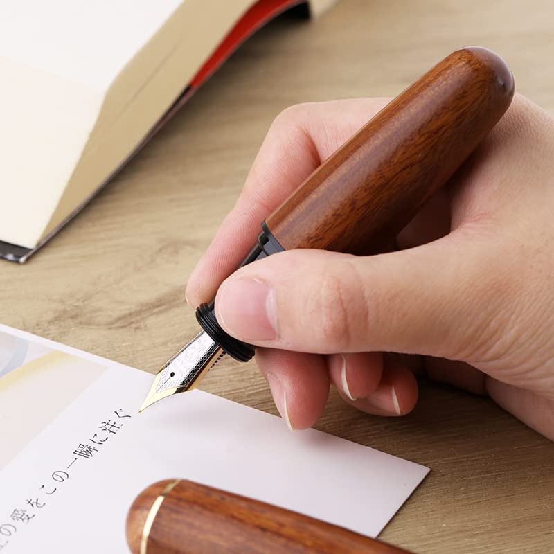 Moonman Q1 Mini Eyedropper Filling Fountain Pen, Iridium Nib Pocket Pen with Gift Box, Palm Short Writing Set for Travel (African Rosewood,Extra Fine Nib 0.3mm) - Image 2