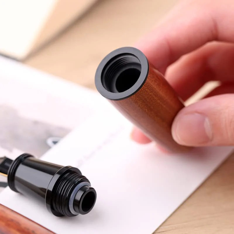 Moonman Q1 Mini Eyedropper Filling Fountain Pen, Iridium Nib Pocket Pen with Gift Box, Palm Short Writing Set for Travel (African Rosewood,Extra Fine Nib 0.3mm) - Image 4