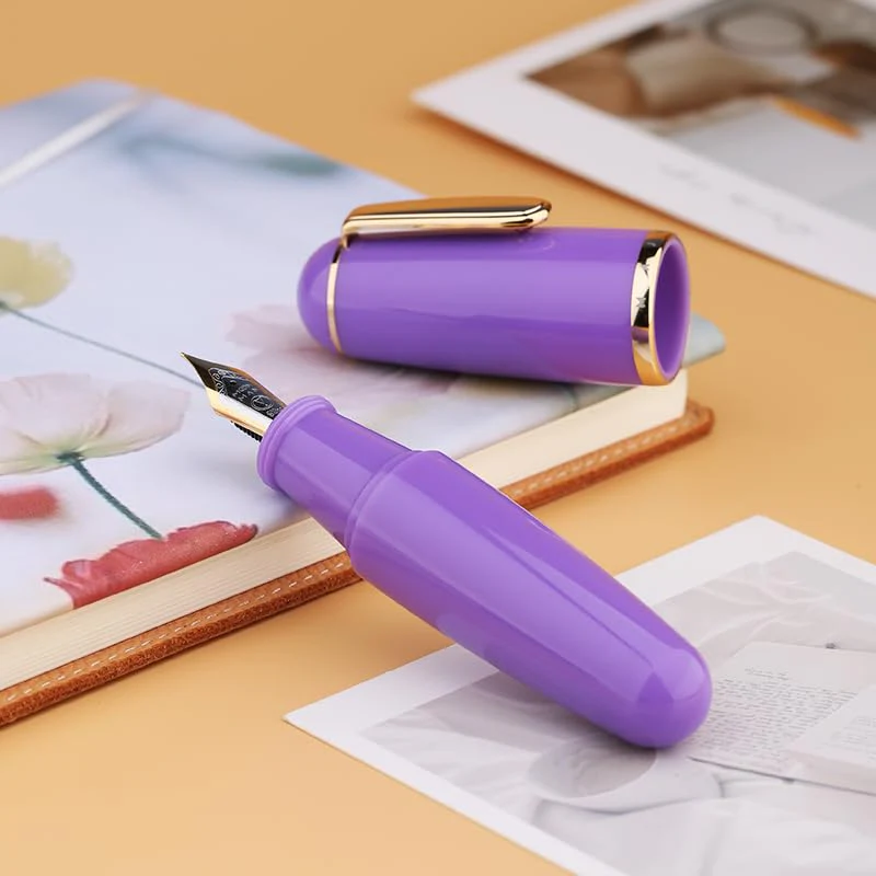 Moonman Q1 Mini Eyedropper Fine Fountain Pen, Levender Resin Short Pocket Pen,Large Capacity Writing Pen Case Set - Image 3