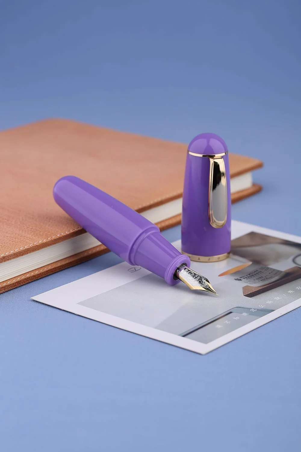 Moonman Q1 Mini Eyedropper Fine Fountain Pen, Levender Resin Short Pocket Pen,Large Capacity Writing Pen Case Set - Image 4