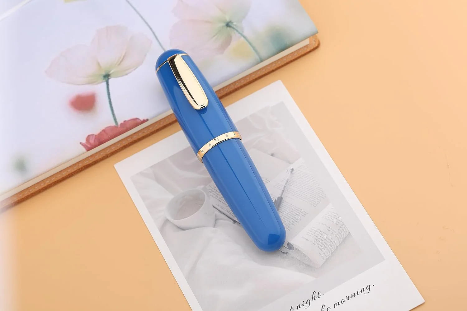 Moonman Q1 Mini Eyedropper Extra Fine Fountain Pen, Concubine Blue Resin Short Pocket Pen,Large Capacity Writing Pen Case Set - Image 3