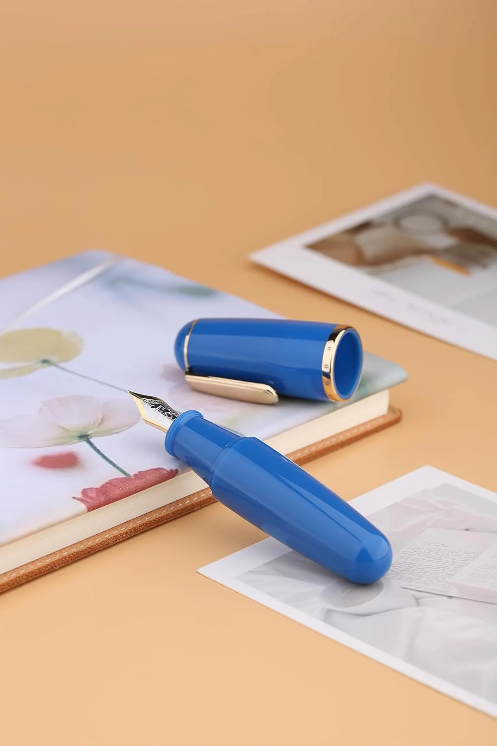 Moonman Q1 Mini Eyedropper Fine Fountain Pen, Concubine Blue Resin Short Pocket Pen,Large Capacity Writing Pen Case Set - Image 2