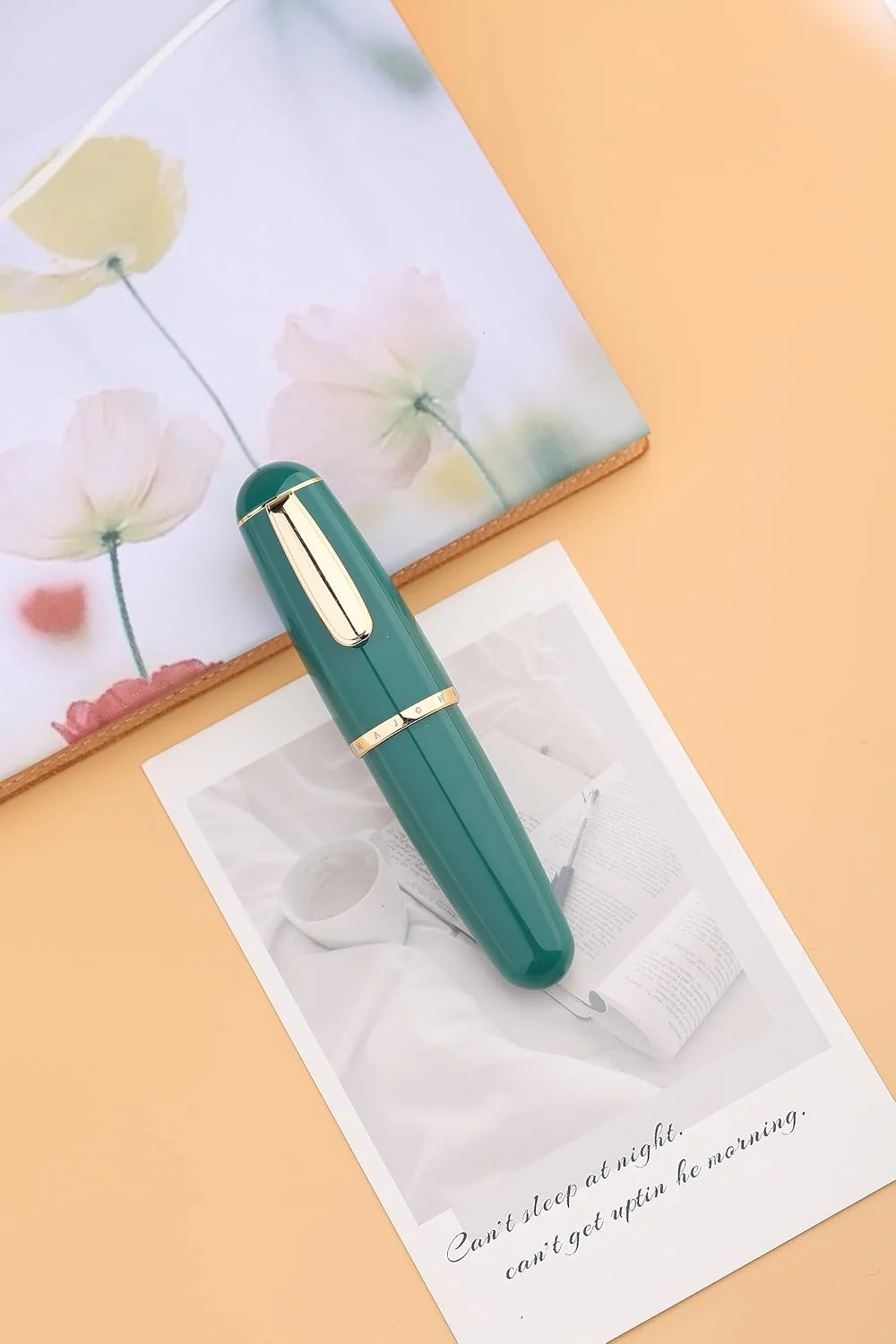 Moonman Q1 Mini Eyedropper Extra Fine Fountain Pen, Pine Blossom Green Resin Short Pocket Pen,Large Capacity Writing Pen Case Set - Image 3