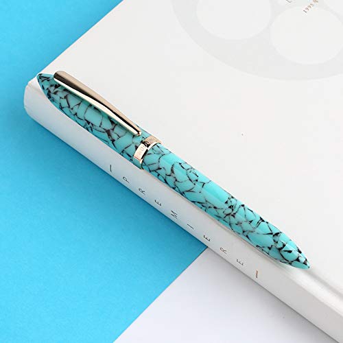Moonman S1 Acrylic Celluloid Fountain Pen Extra Fine Nib with Gift Box - Turquoise Marble - Image 2