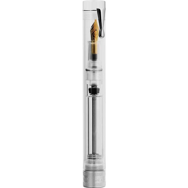 Majohn V1 Vacuum Filling Fountain Pen Fine Nib Transparent Acrylic Demonstration Writing Gift Pen with Box (Silver Clip) - Image 3
