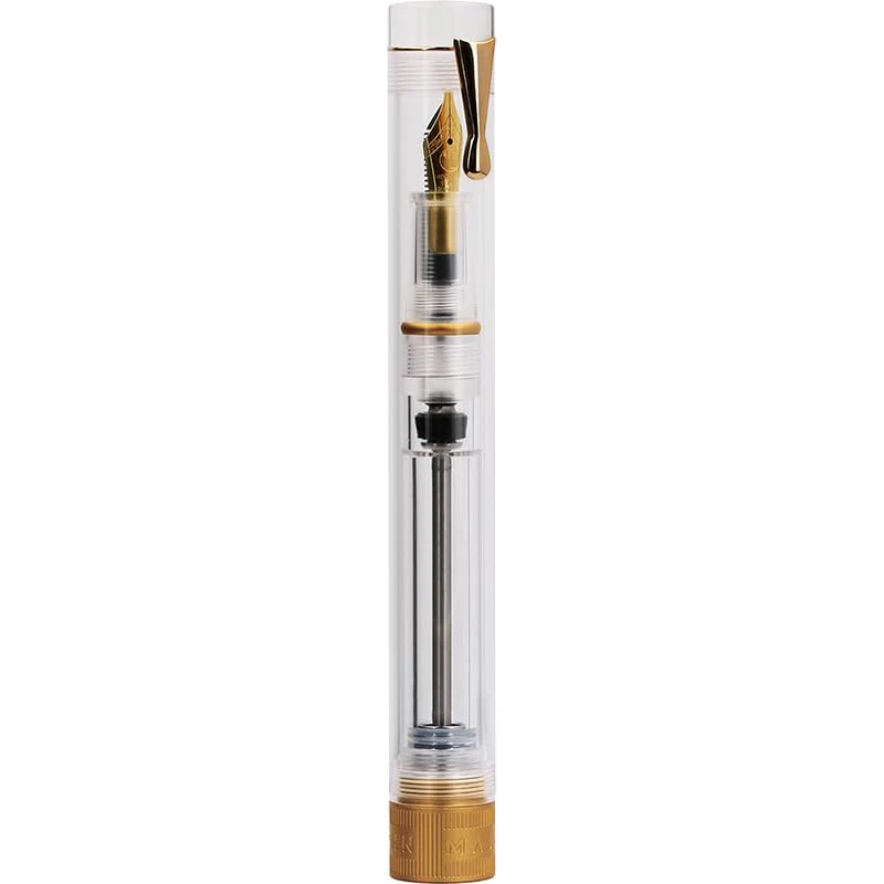 Majohn V1 Vacuum Filling Fountain Pen Extra Fine Nib, Transparent Acrylic Demonstration Writing Gift Pen with Box (Golden Clip) - Image 4
