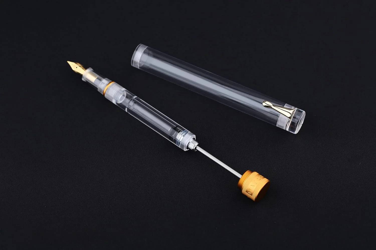 Majohn V1 Vacuum Filling Fountain Pen Extra Fine Nib, Transparent Acrylic Demonstration Writing Gift Pen with Box (Golden Clip) - Image 5