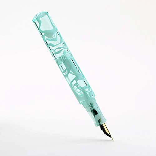 Moonman Fountain Pen Wancai Mini Ink Transparent Pocket-Size Travel Short Pen Fine Nib 0.5mm Writing Gift Pen with 6 PCS Black Ink Cartridges - Mint Green Pattern - Image 4