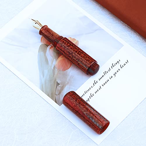 Moonman Wancai Mini Fountain Pen, Iridium Fine Nib Desert Yellow Acrylic Travel Pocket Pen, short Size Eyedropper Ink Bottle Filling with 6 Black Cartridges Set - Image 3