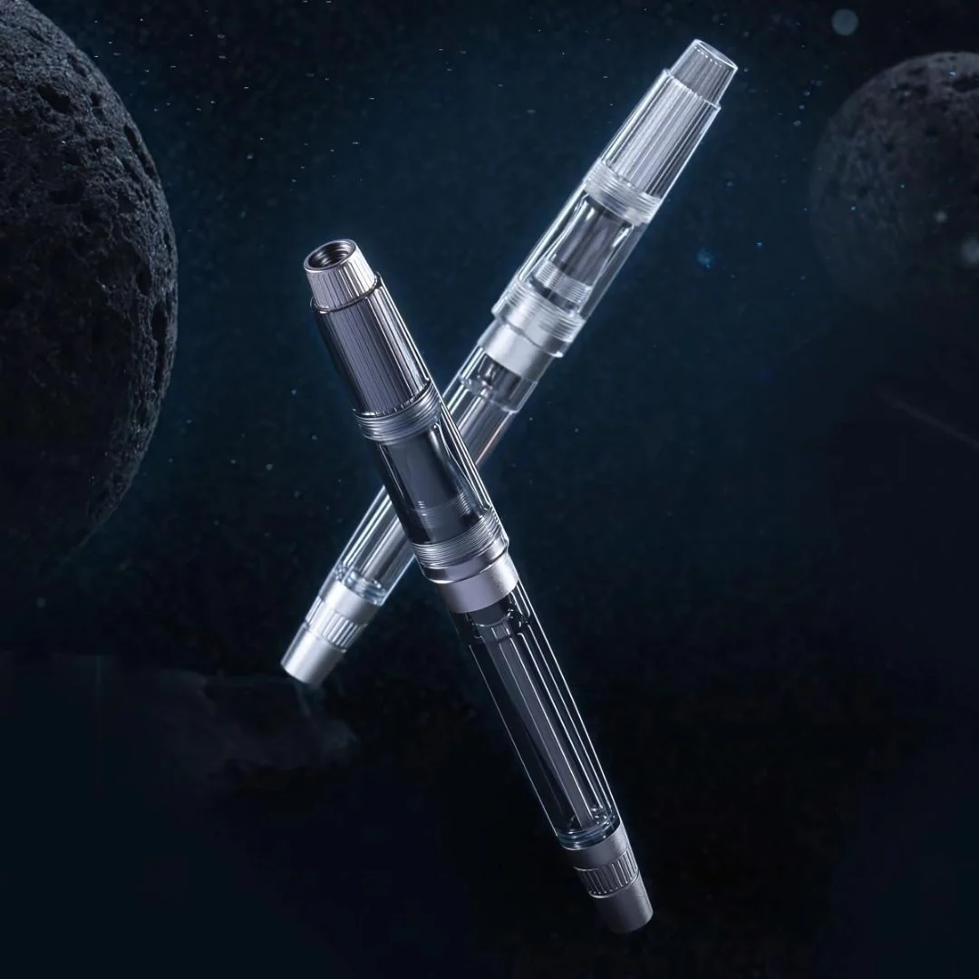Natami Super Warship Fountain Pen – Fine Nib, Transparent Clear Body, Vacuum Filling System (Black Storms Design) - Image 12