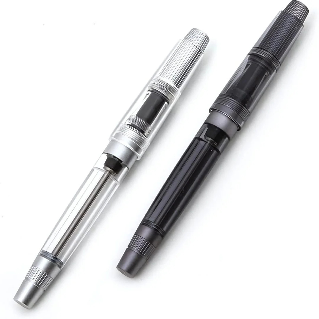 Natami Super Warship Fountain Pen – Fine Nib, Transparent Clear Body, Vacuum Filling System (Black Storms Design) - Image 13