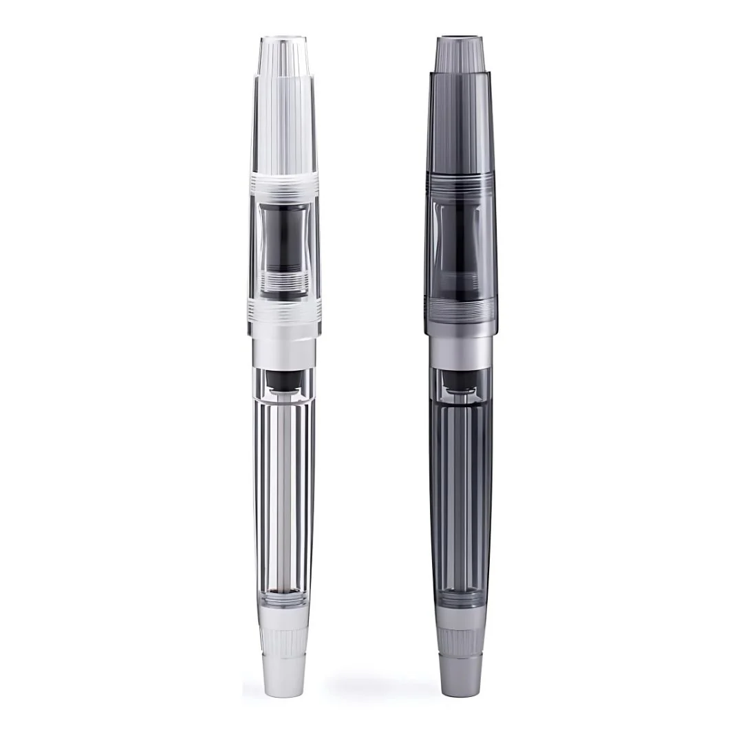 Natami Super Warship Fountain Pen – Fine Nib, Transparent Clear Body, Vacuum Filling System (Black Storms Design) - Image 14