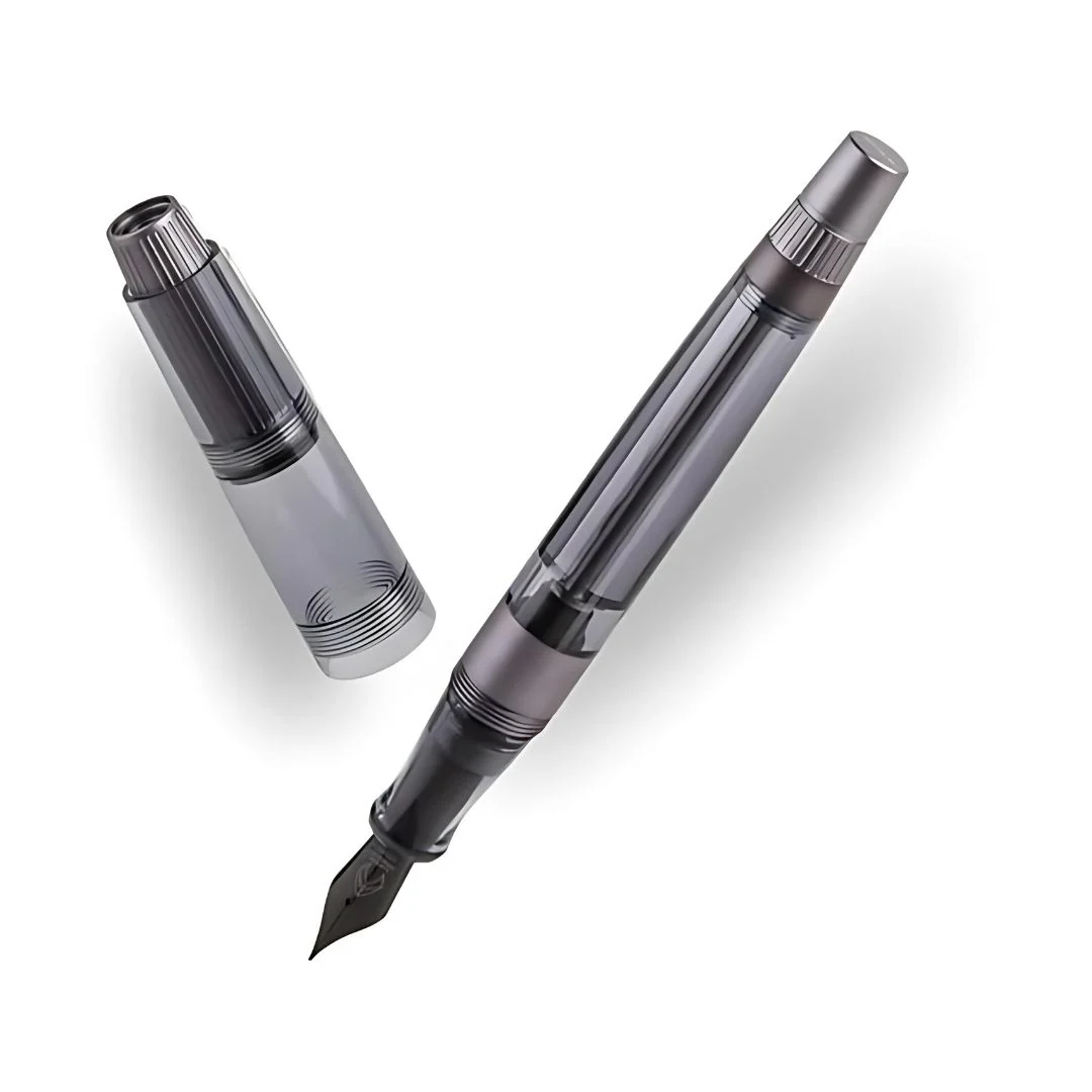 Natami Super Warship Fountain Pen – Fine Nib, Transparent Clear Body, Vacuum Filling System (Black Storms Design) - Image 2
