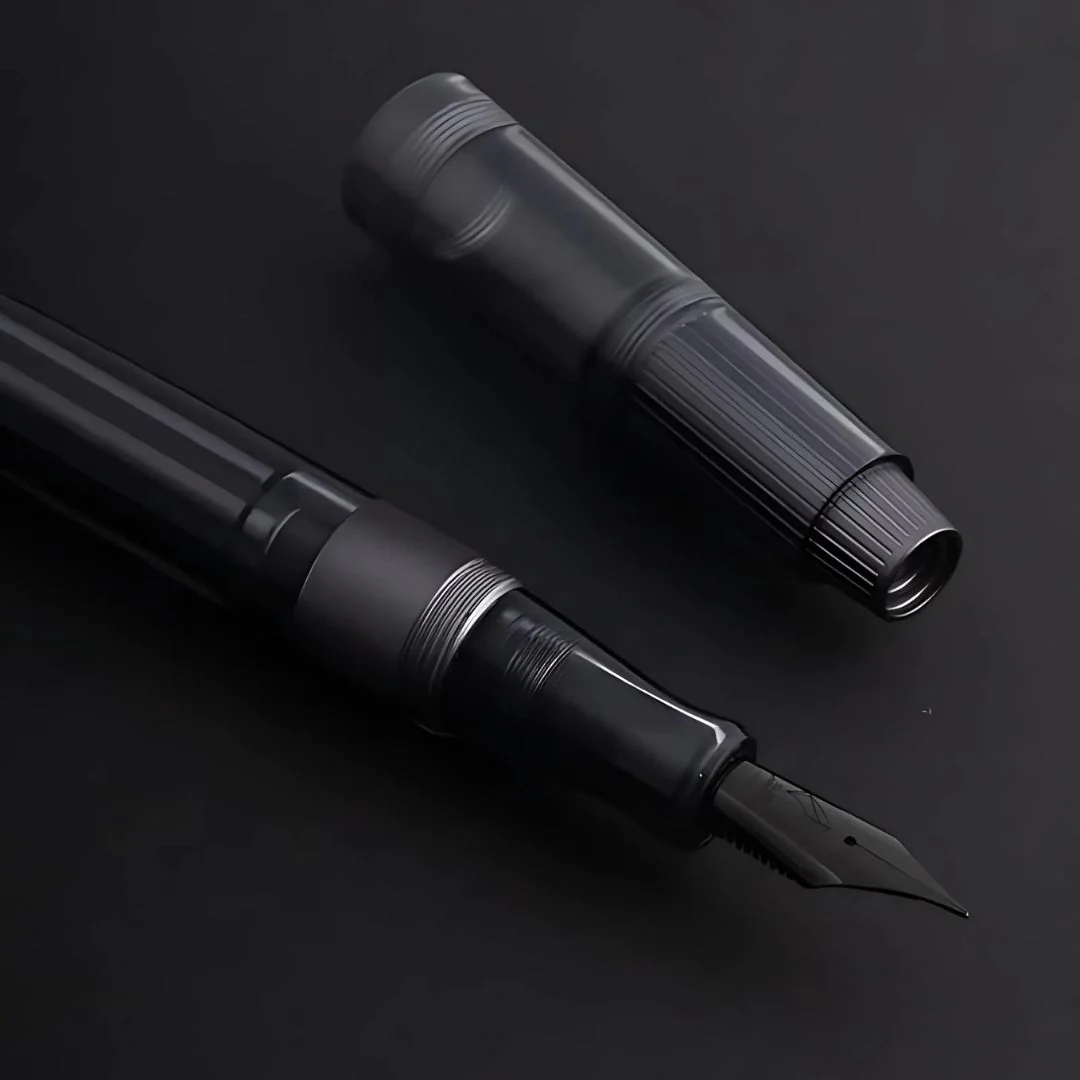 Natami Super Warship Fountain Pen – Fine Nib, Transparent Clear Body, Vacuum Filling System (Black Storms Design) - Image 4
