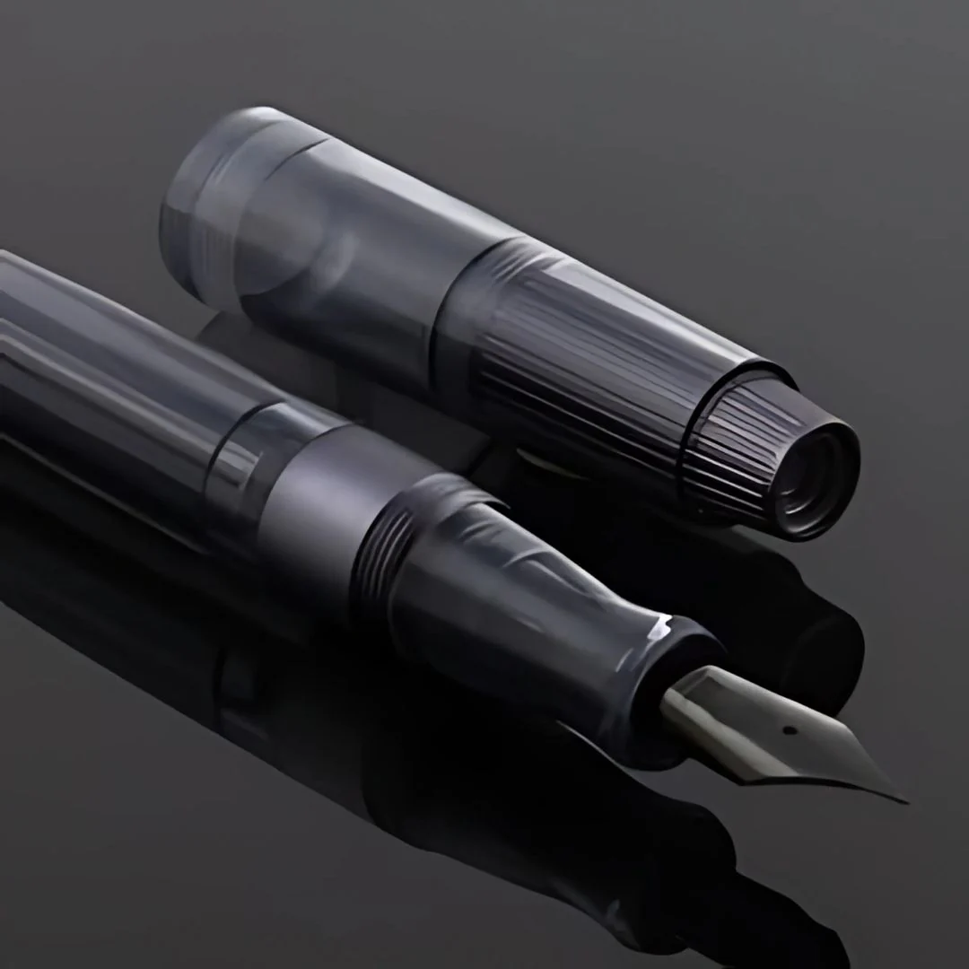 Natami Super Warship Fountain Pen – Fine Nib, Transparent Clear Body, Vacuum Filling System (Black Storms Design) - Image 5
