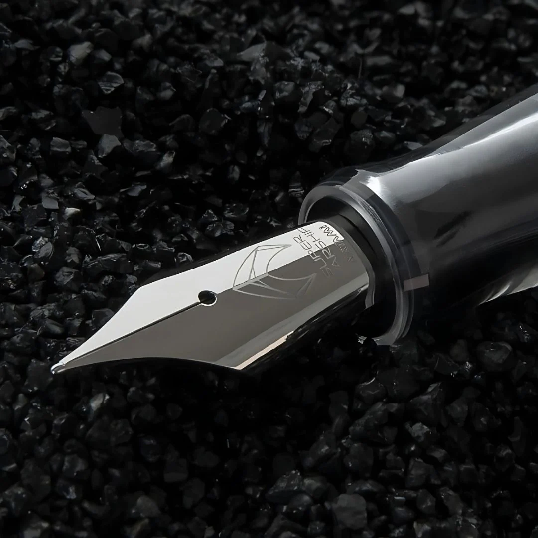 Natami Super Warship Fountain Pen – Fine Nib, Transparent Clear Body, Vacuum Filling System (White Storms Design) - Image 4