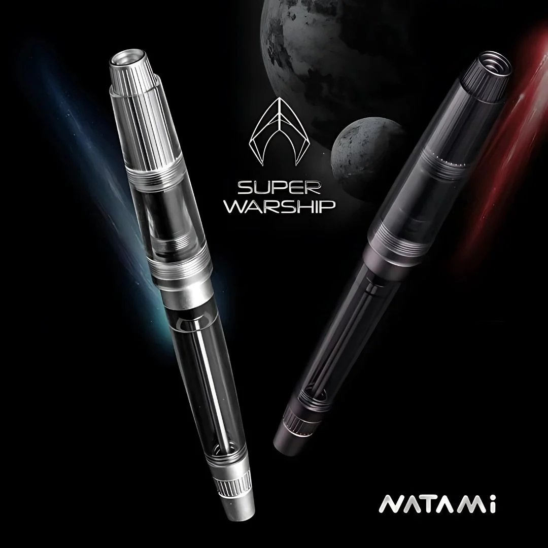 Natami Super Warship Fountain Pen – Fine Nib, Transparent Clear Body, Vacuum Filling System (White Storms Design) - Image 9