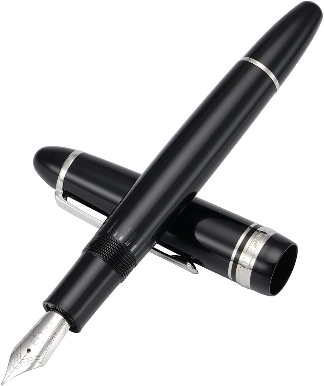 Moonman P136 Piston Fountain Pen –  Black Resin Body with Silver Clip, Extra Fine, Fine, Medium, Broad Nib Options, Comes with Gift Box - Image 3