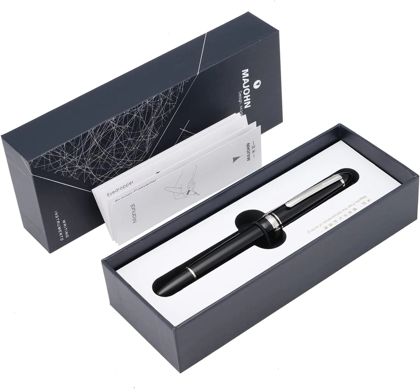 Moonman P136 Piston Fountain Pen –  Black Resin Body with Silver Clip, Extra Fine, Fine, Medium, Broad Nib Options, Comes with Gift Box - Image 5