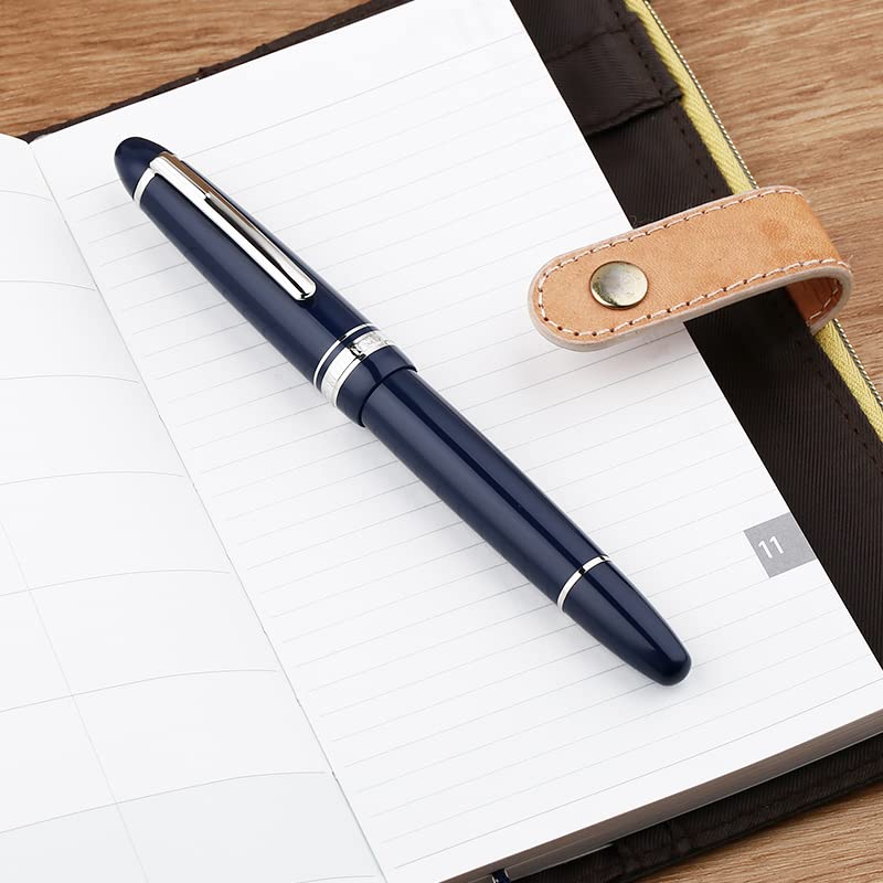 Moonman P136 Piston Fountain Pen –  Dark Blue Resin Body with Silver Clip, Extra Fine, Fine, Medium, Broad Nib Options, Comes with Gift Box - Image 3
