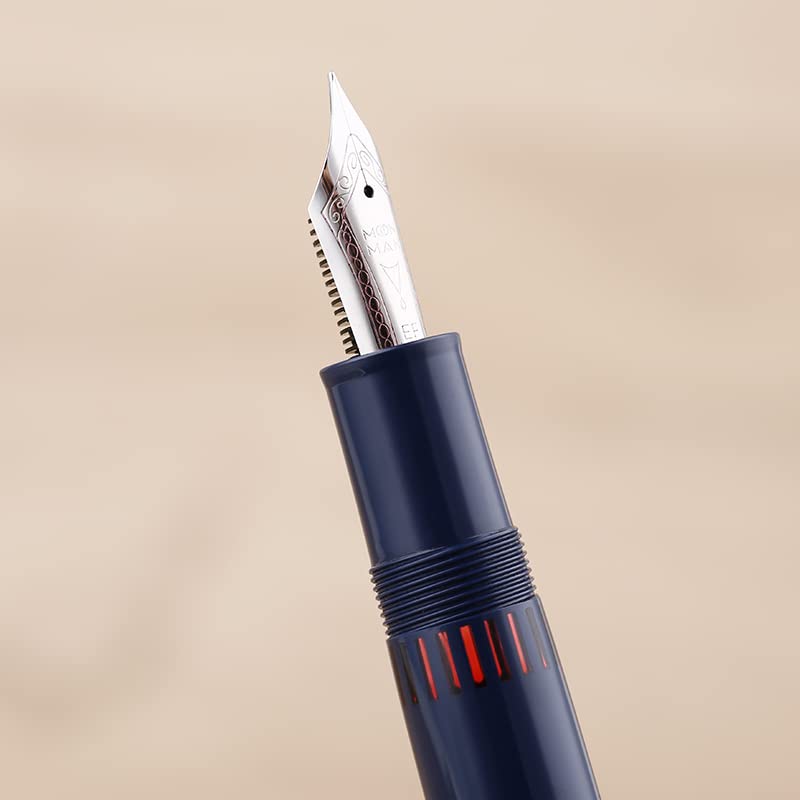 Moonman P136 Piston Fountain Pen –  Dark Blue Resin Body with Silver Clip, Extra Fine, Fine, Medium, Broad Nib Options, Comes with Gift Box - Image 4
