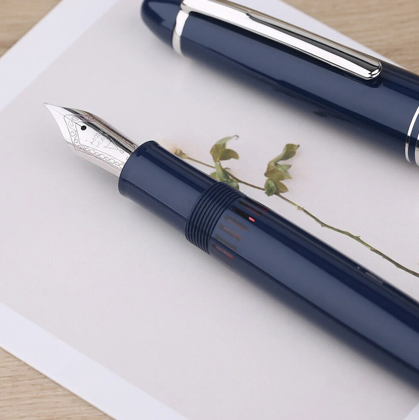 Moonman P136 Piston Fountain Pen –  Dark Blue Resin Body with Silver Clip, Extra Fine, Fine, Medium, Broad Nib Options, Comes with Gift Box - Image 8