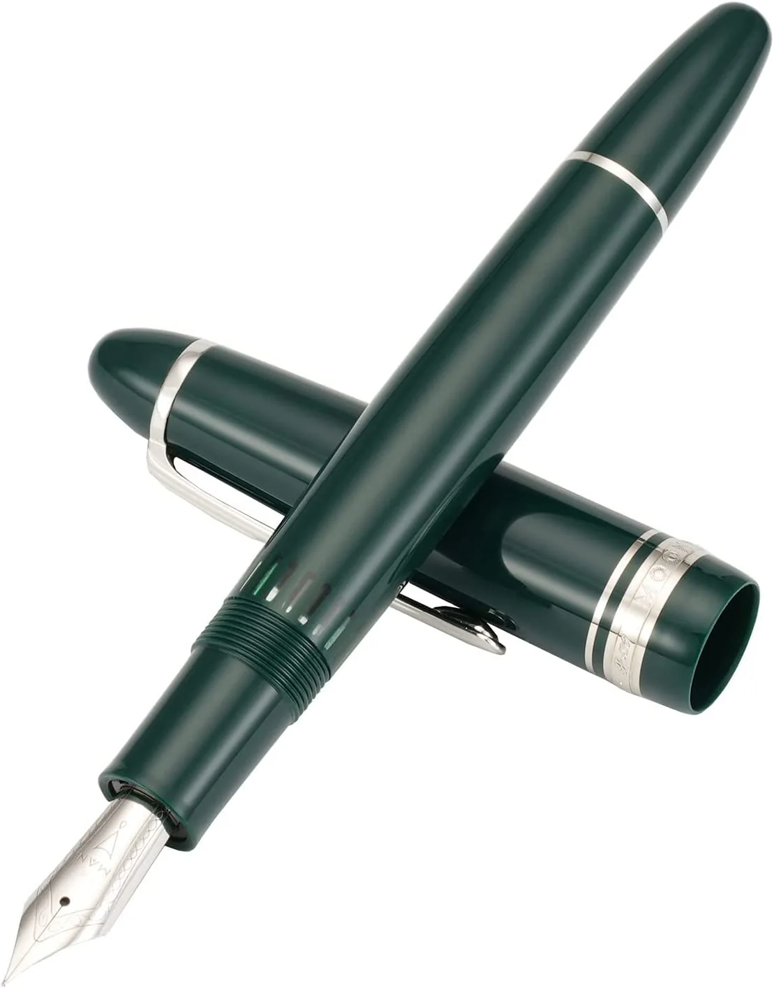 Moonman P136 Piston Fountain Pen – Dark Green Resin Body with Silver Clip, Extra Fine, Fine, Medium, Broad Nib Options, Comes with Gift Box - Image 5