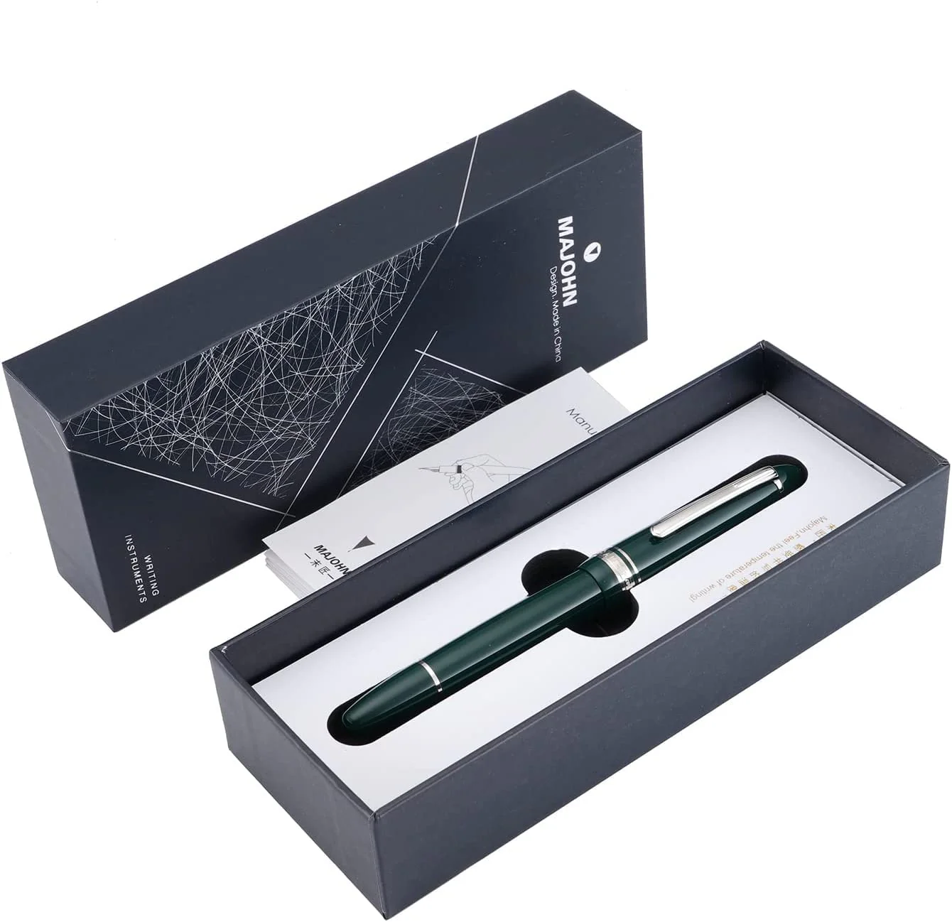 Moonman P136 Piston Fountain Pen – Dark Green Resin Body with Silver Clip, Extra Fine, Fine, Medium, Broad Nib Options, Comes with Gift Box - Image 6