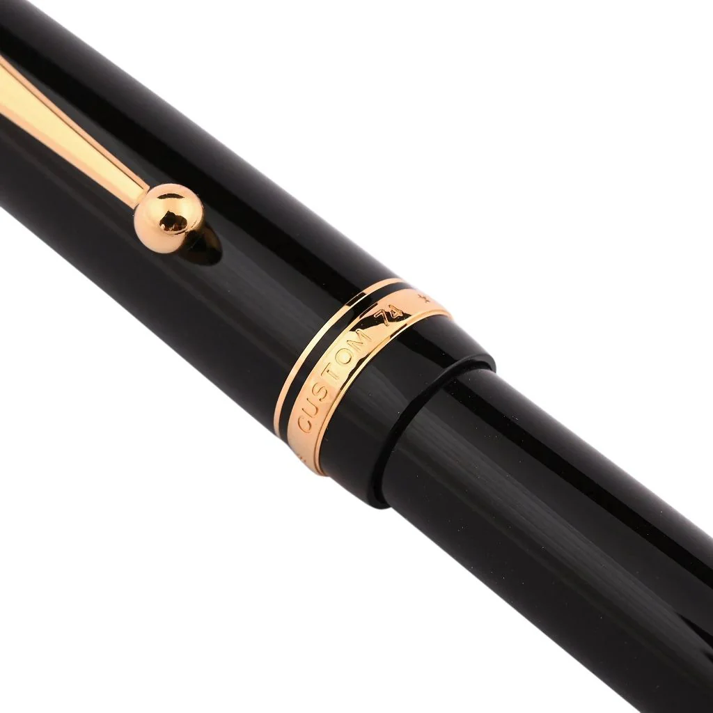 Pilot Custom 74 Fountain Pen – 14K Gold Medium Nib (No.10), Black or Green Resin Body with Gold Trim, Screw-Cap, CON-40 Converter, Made in Japan - Image 3