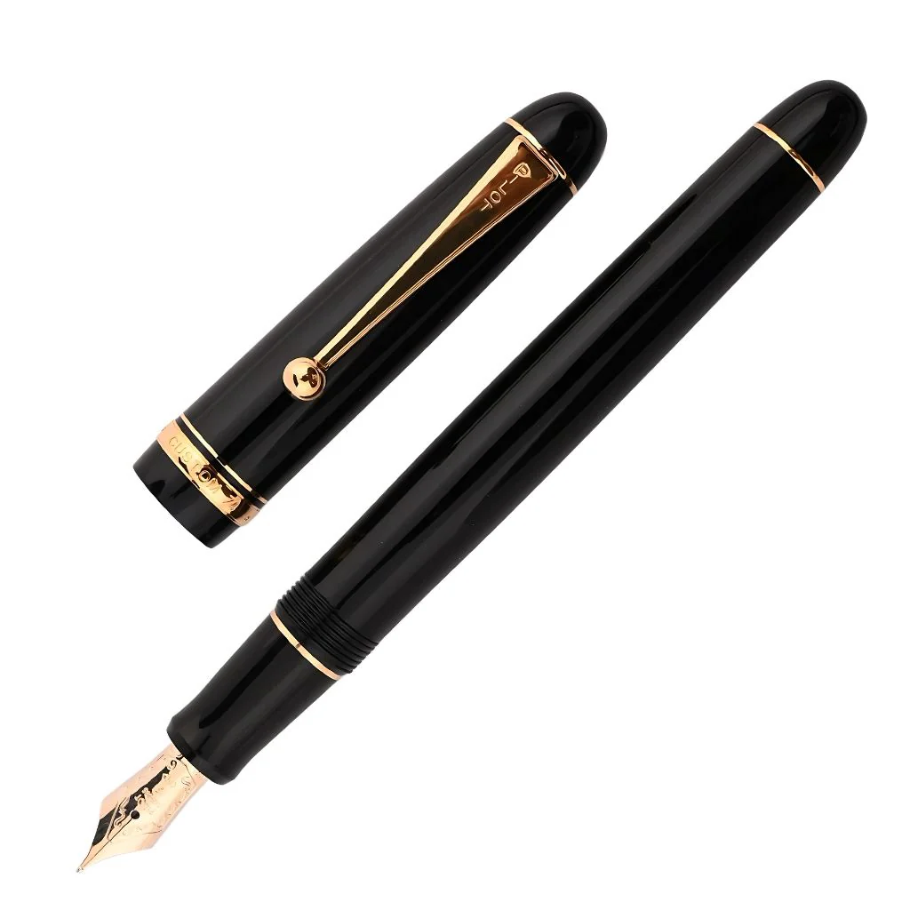 Pilot Custom 74 Fountain Pen – 14K Gold Medium Nib (No.10), Black or Green Resin Body with Gold Trim, Screw-Cap, CON-40 Converter, Made in Japan - Image 5