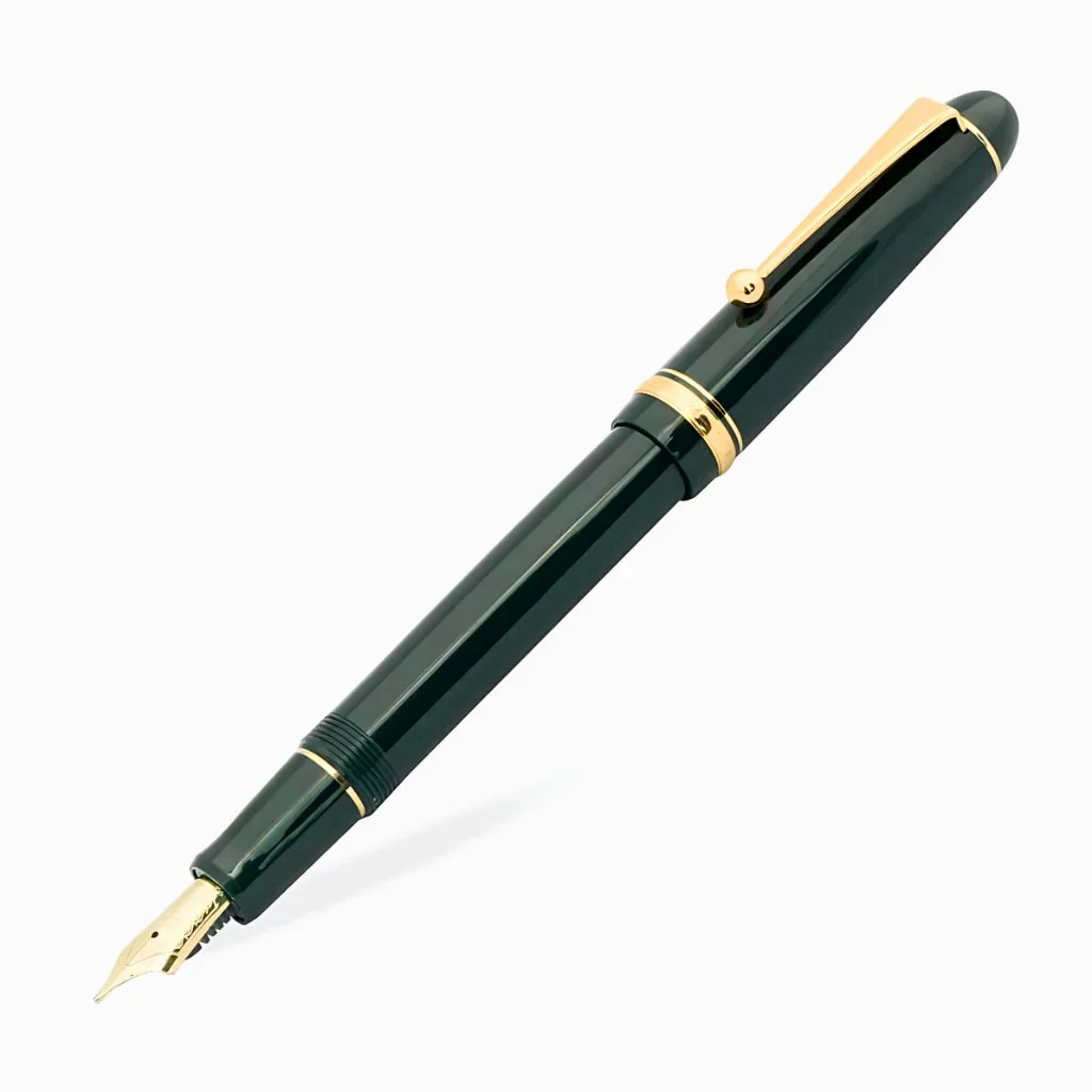 Pilot Custom 74 Fountain Pen – 14K Gold Medium Nib (No.10), Black or Green Resin Body with Gold Trim, Screw-Cap, CON-40 Converter, Made in Japan - Image 8