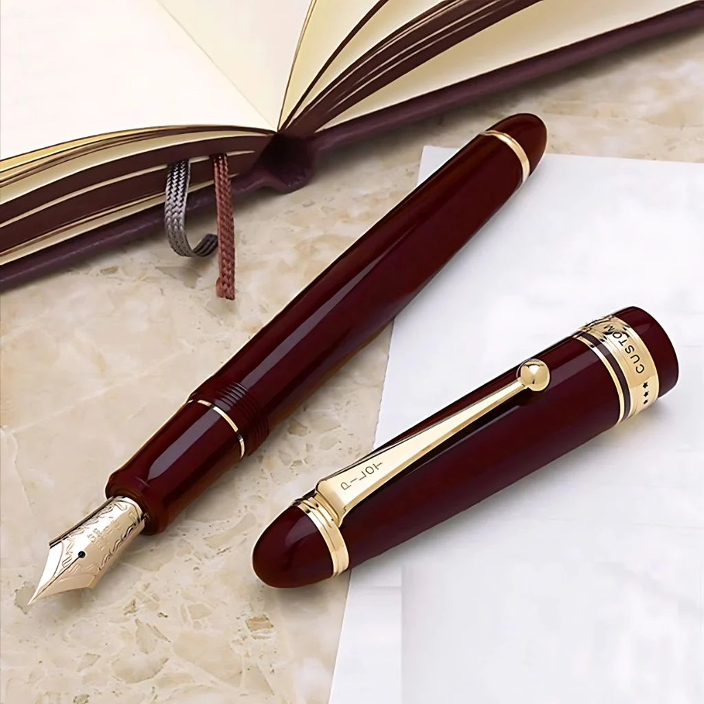Pilot Custom 743 Fountain Pen – Maroon Barrel with 14K Gold Medium Nib, Luxury Resin Body, Con-70 Converter  – Made in Japan - Image 2