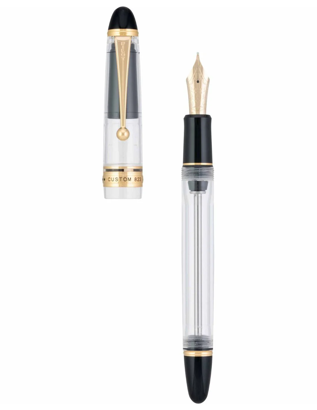 Pilot Custom 823 Transparent Clear Resin GT Fountain Pen  14Kt Gold Medium Nib - Image 3