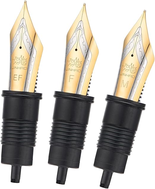 Set of 3 Jinhao X159 and 9019 Fountain Pen Replacement Nib Parts (EF, F and M) Gold Trim - Image 4