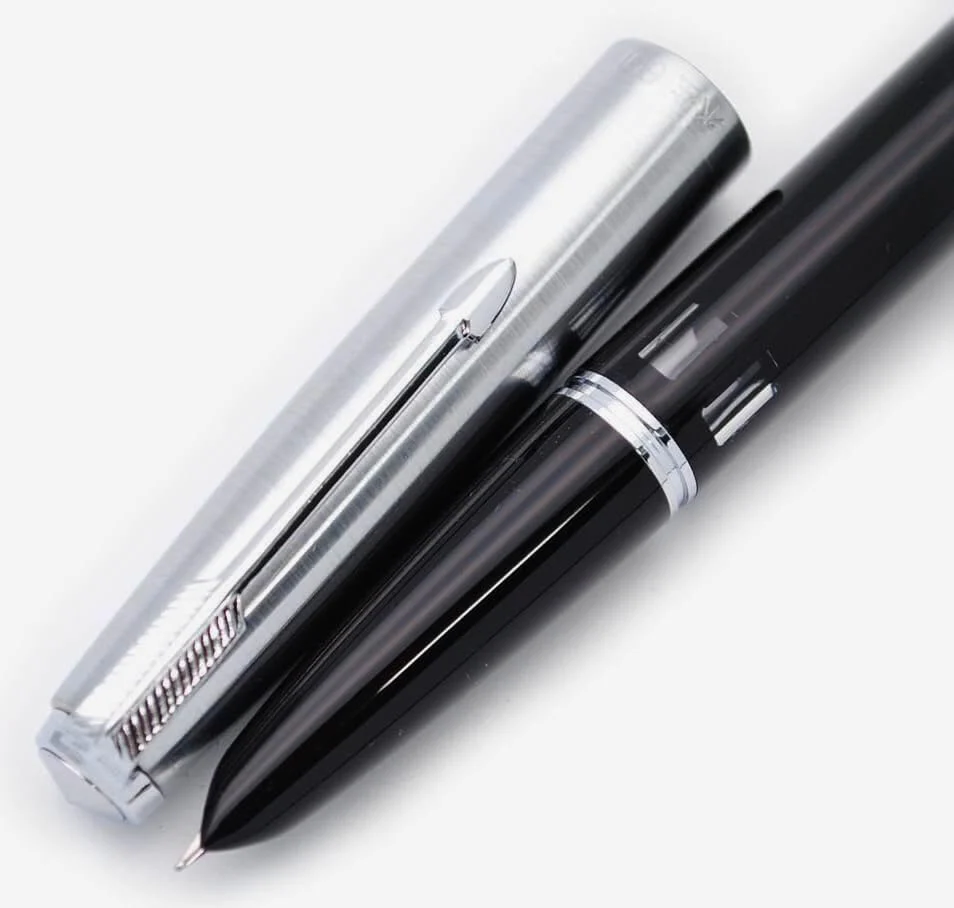 Wing Sung 601 Steel Cap Vacumatic Fountain Pen with Ink Window, Extra Fine Nib (Black) - Image 4